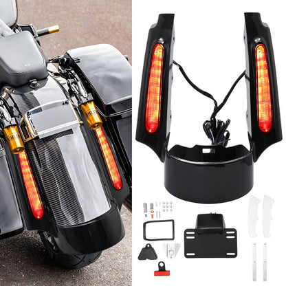 Solidspare Rear Fender w/Fascia LED Tail Light For Harley Touring Electra Street Road Glide