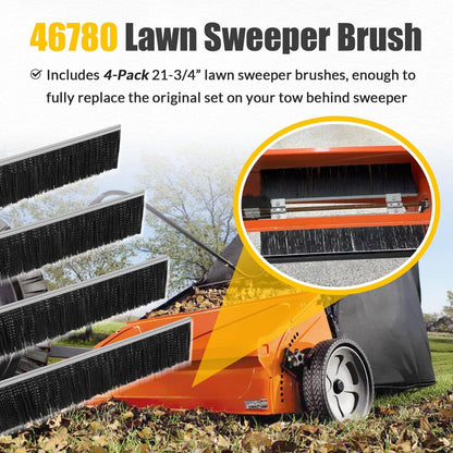 Solidspare 46780 Lawn Sweeper Brush 21” for Agri-Fab 42” Tow Behind Lawn & Leaf Sweeper 4Pc