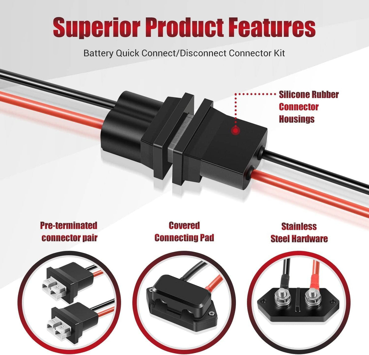 Solidspare for Newport Battery Quick Connect/Disconnect Terminal for Trolling Motor 8 Gauge