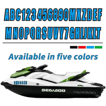 Solid Spare Custom boat registration numbers Decal Sticker 4 sets of A-Z 4 sets of 0-9 Blue