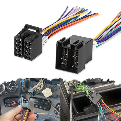 Solidspare 16 Pin Radio ISO Wire Harness Adapter For Peterbilt Freightliner Semi Truck Pair
