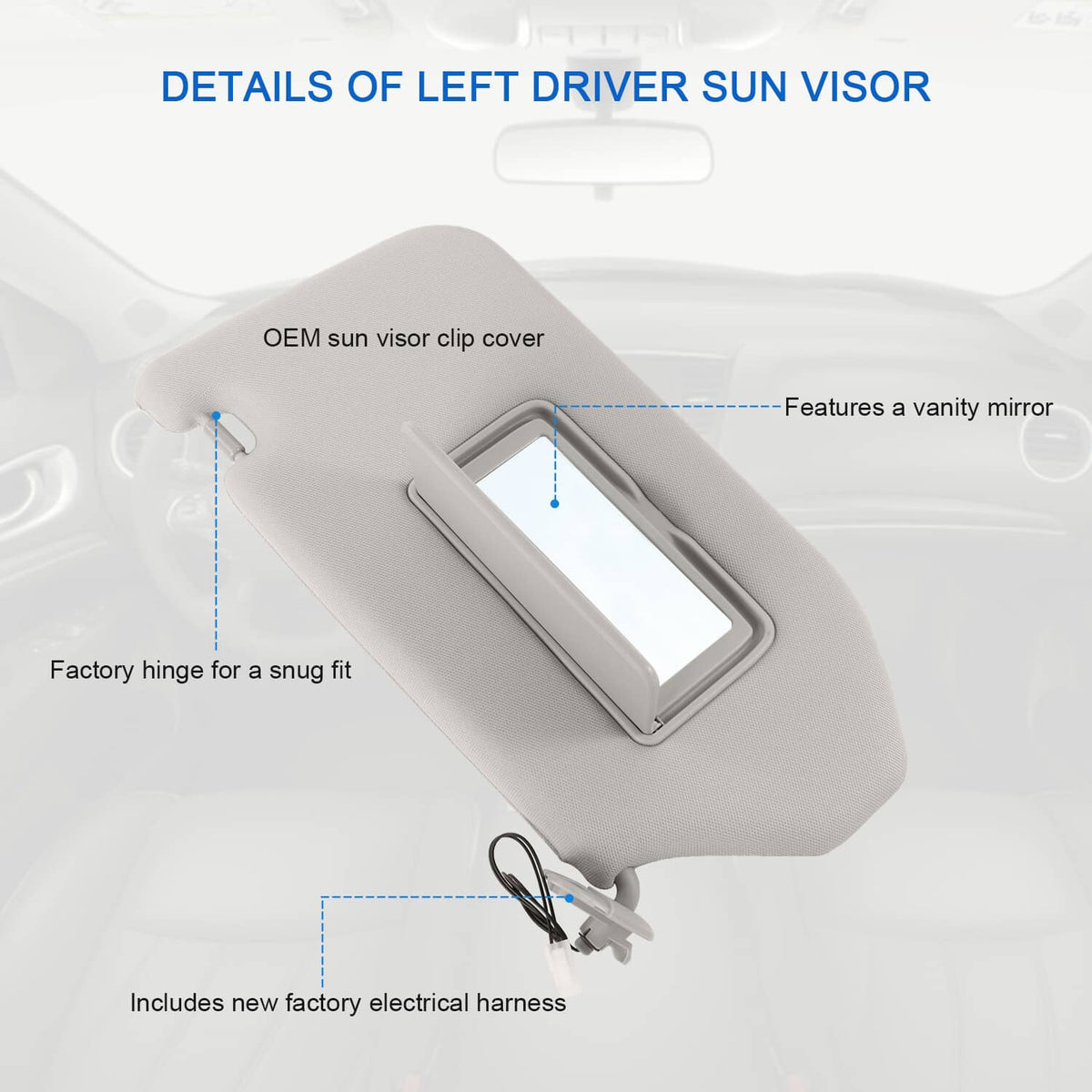 Solidspare Left Driver Side Sun Visor W/Mirror & Light For Nissan Pathfinder 2013-2018