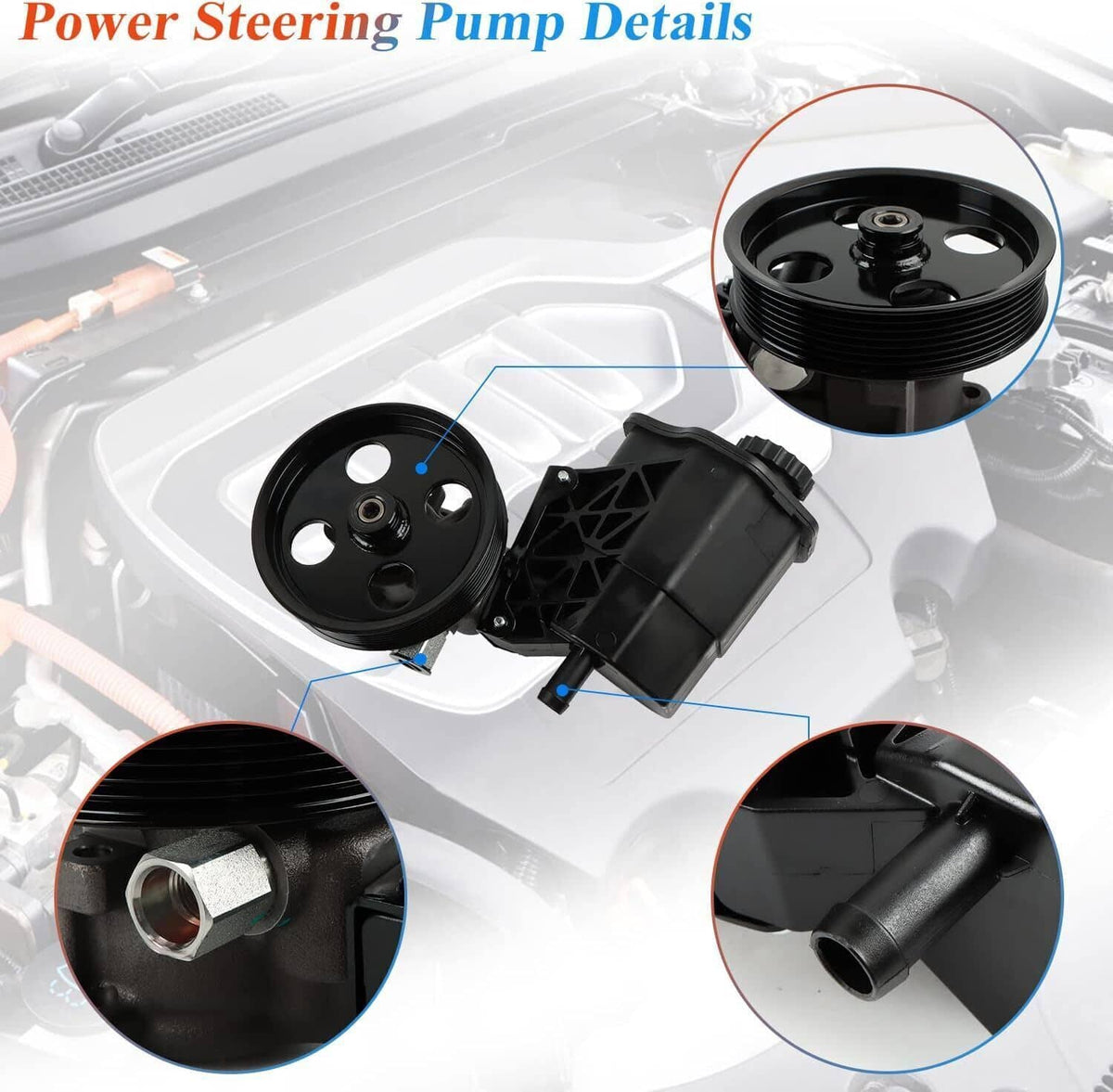 Solidspare New Power Steering Pump w/ Reservoir & Pulley For 04-07 Dodge Ram 1500 3.7L 4.7L