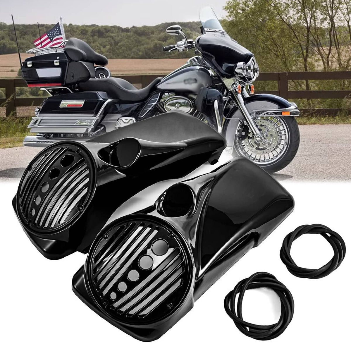 Solidspare 8" Speaker Lids w/ Tweeter port for 1994-2013 Harley Touring Hard Saddlebags