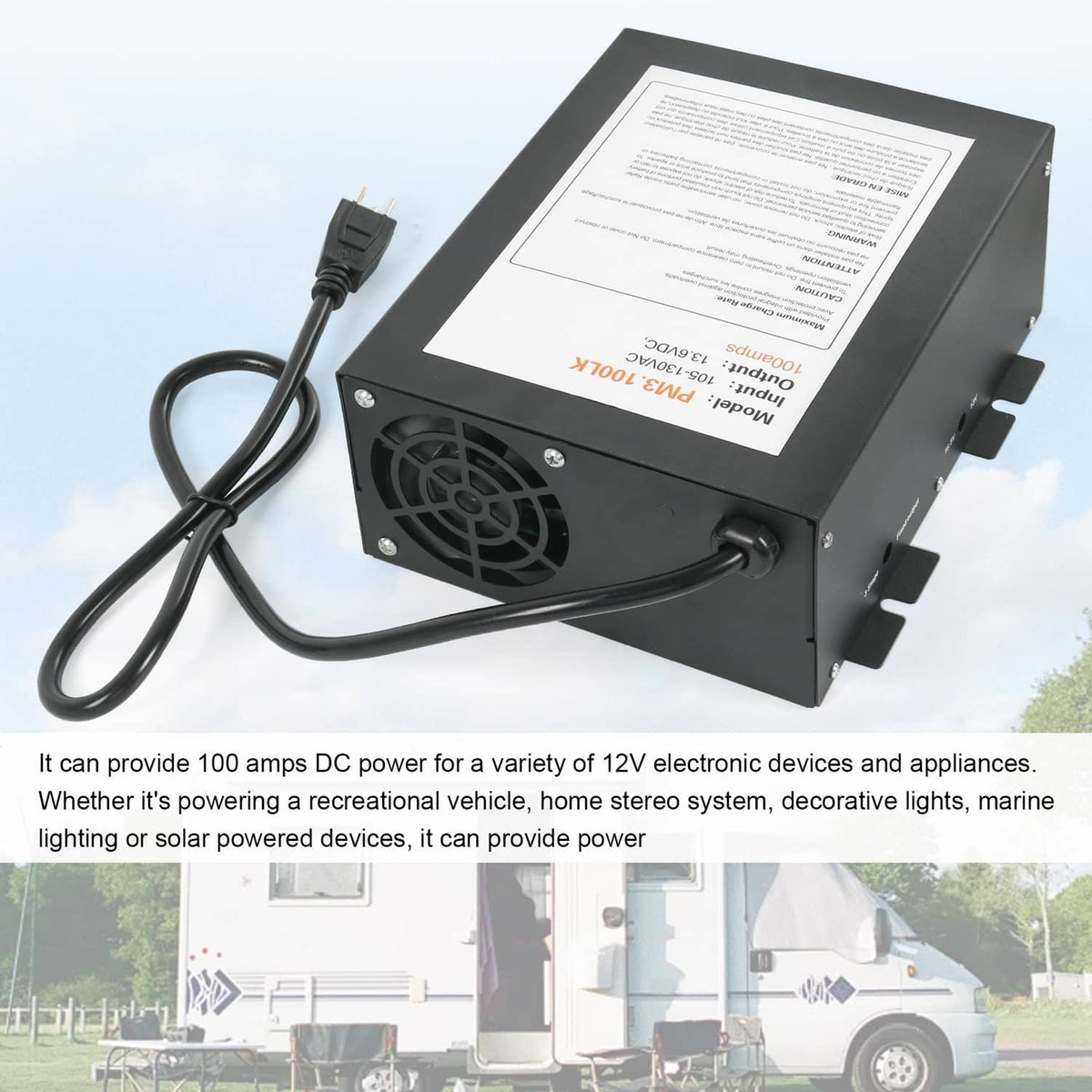 Solidspare 100 AMP RV Power Converter 110V to 12VDC Power Supply Charger 3 Stage Charging