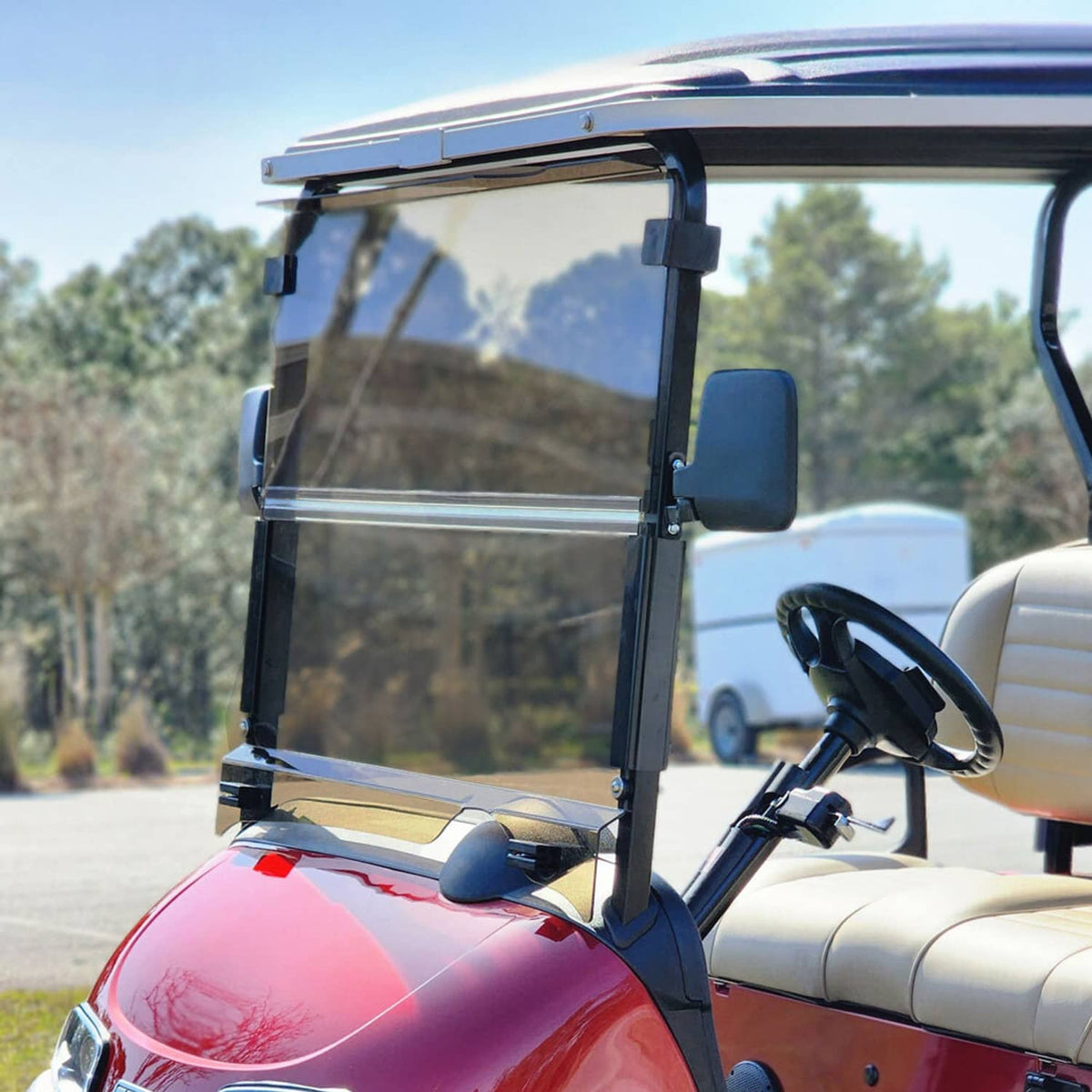 Solidspare Golf Cart Foldable Tinted Windshield Impact Resistant For EZGO RXV 2008-2024