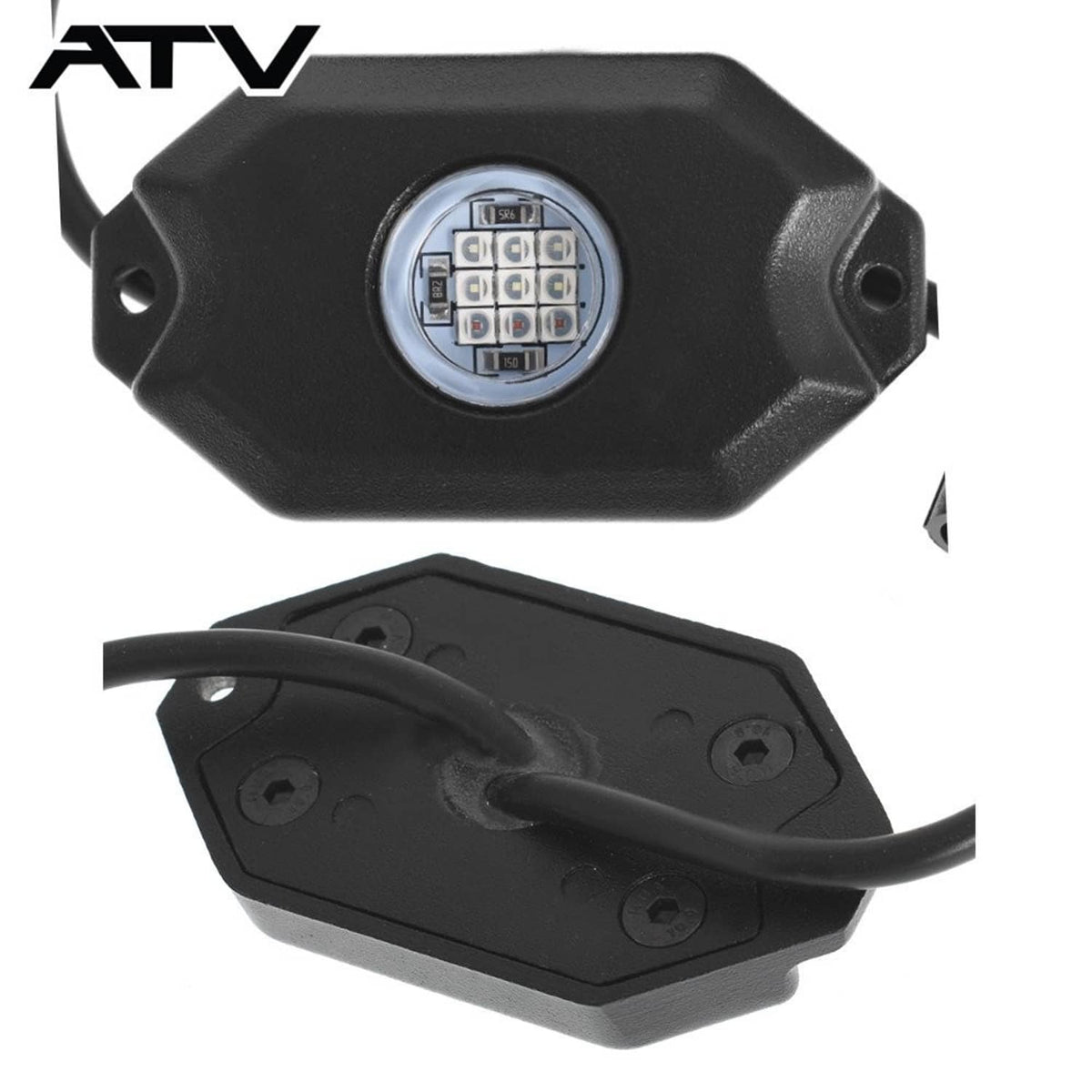 Solidspare 4 Pod RGB LED Rock Lights Offroad Music Wireless Bluetooth Control ATV