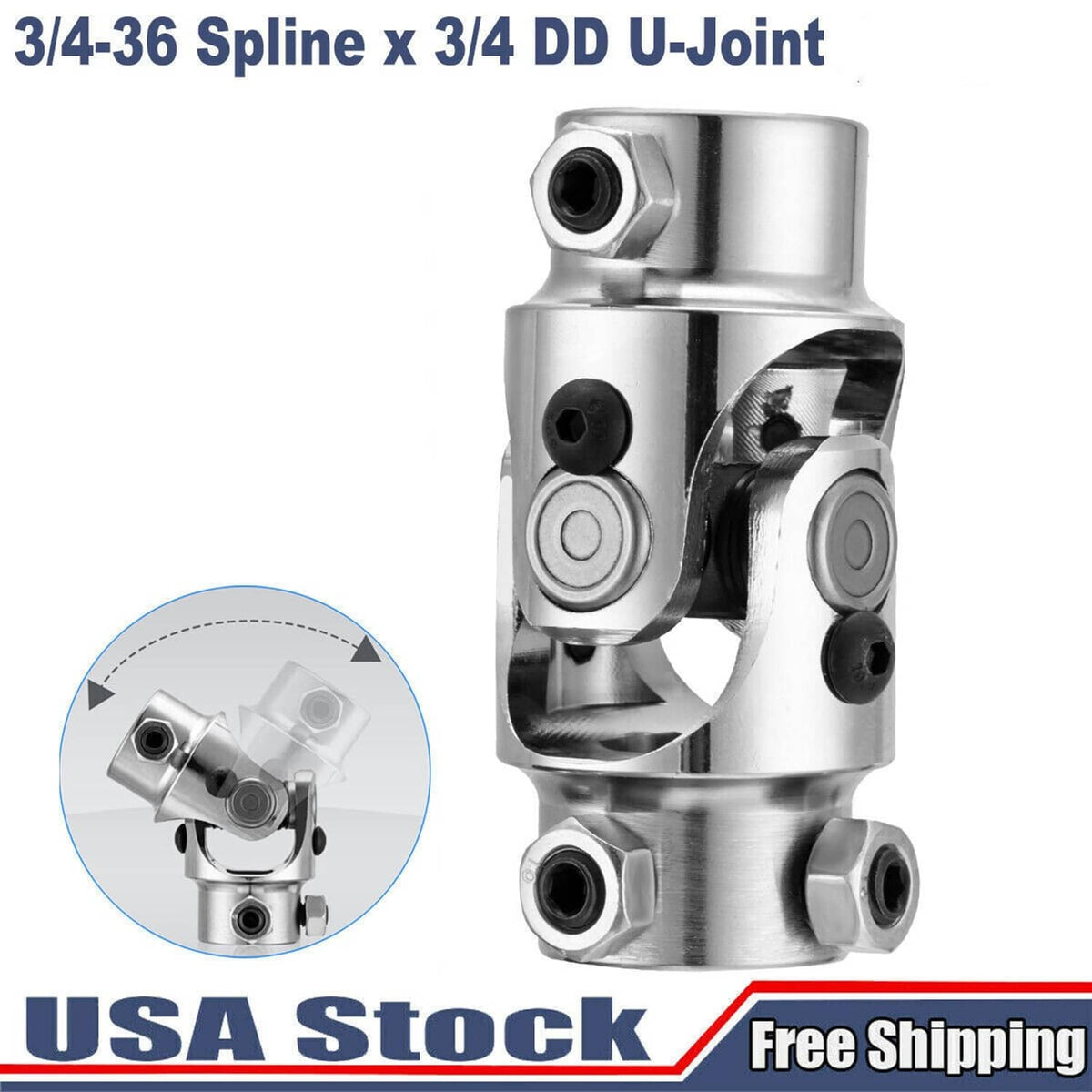 Solidspare New 3/4-36 Spline 3/4 DD U-Joint For Chevy Ford Universal Steering Shaft Coupler