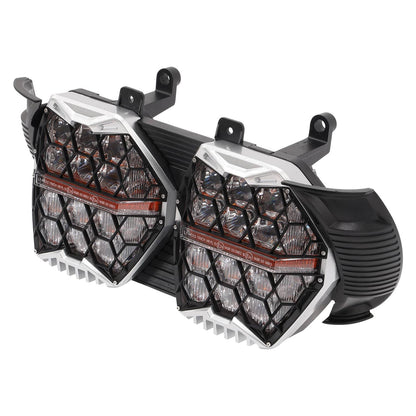Solidspare 240W Dual LED Headlight w/ High Low Beam Amber DRL For  Harley Road Glide 2015+