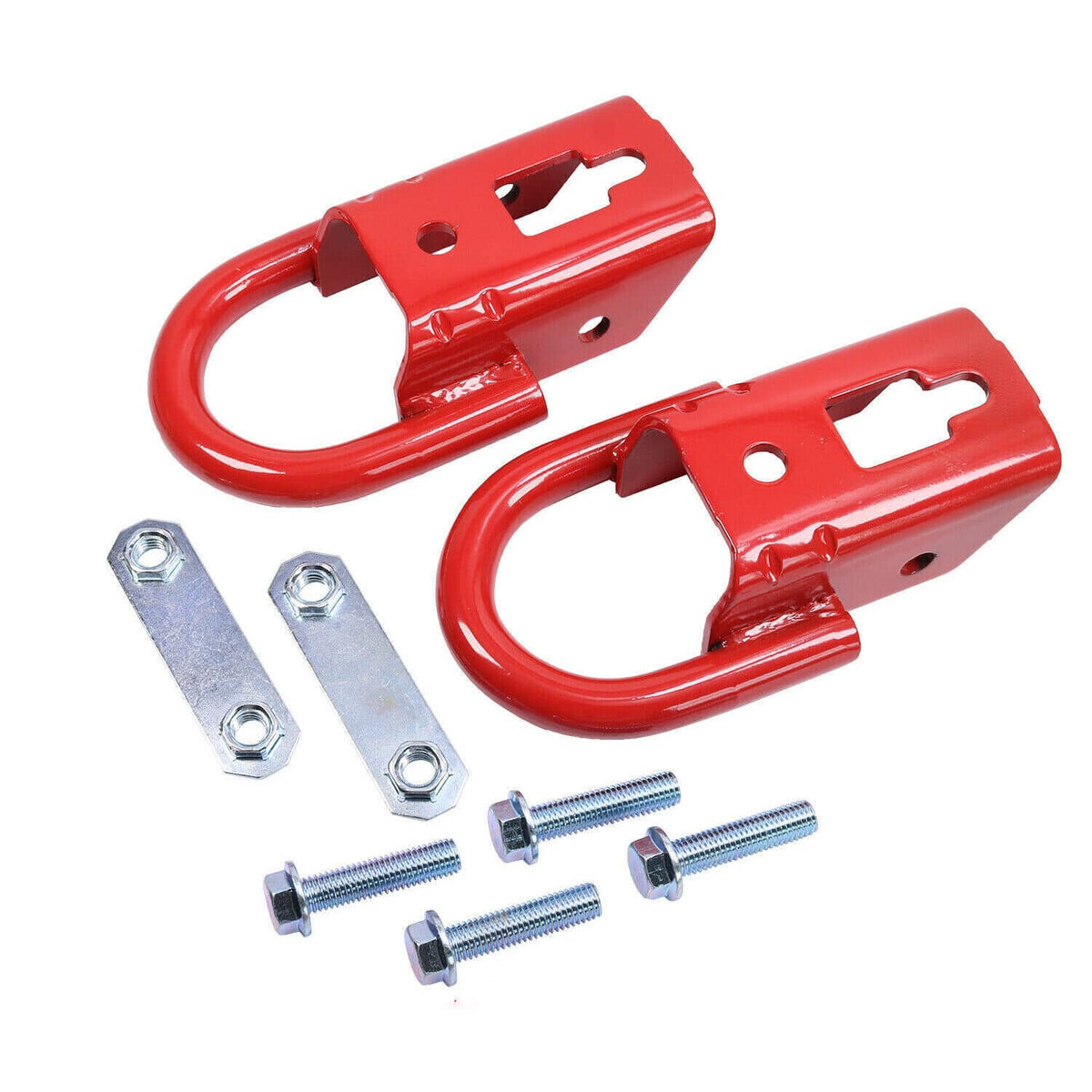 Solidspare 2Pcs Towing Hooks & Hardware Front For 2009-2019 Ford F-150 FL3Z17N808A Red