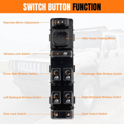 Solidspare 15883429 Front Left Power Window Control Switch For Hummer H2 2003-07 2004 2005
