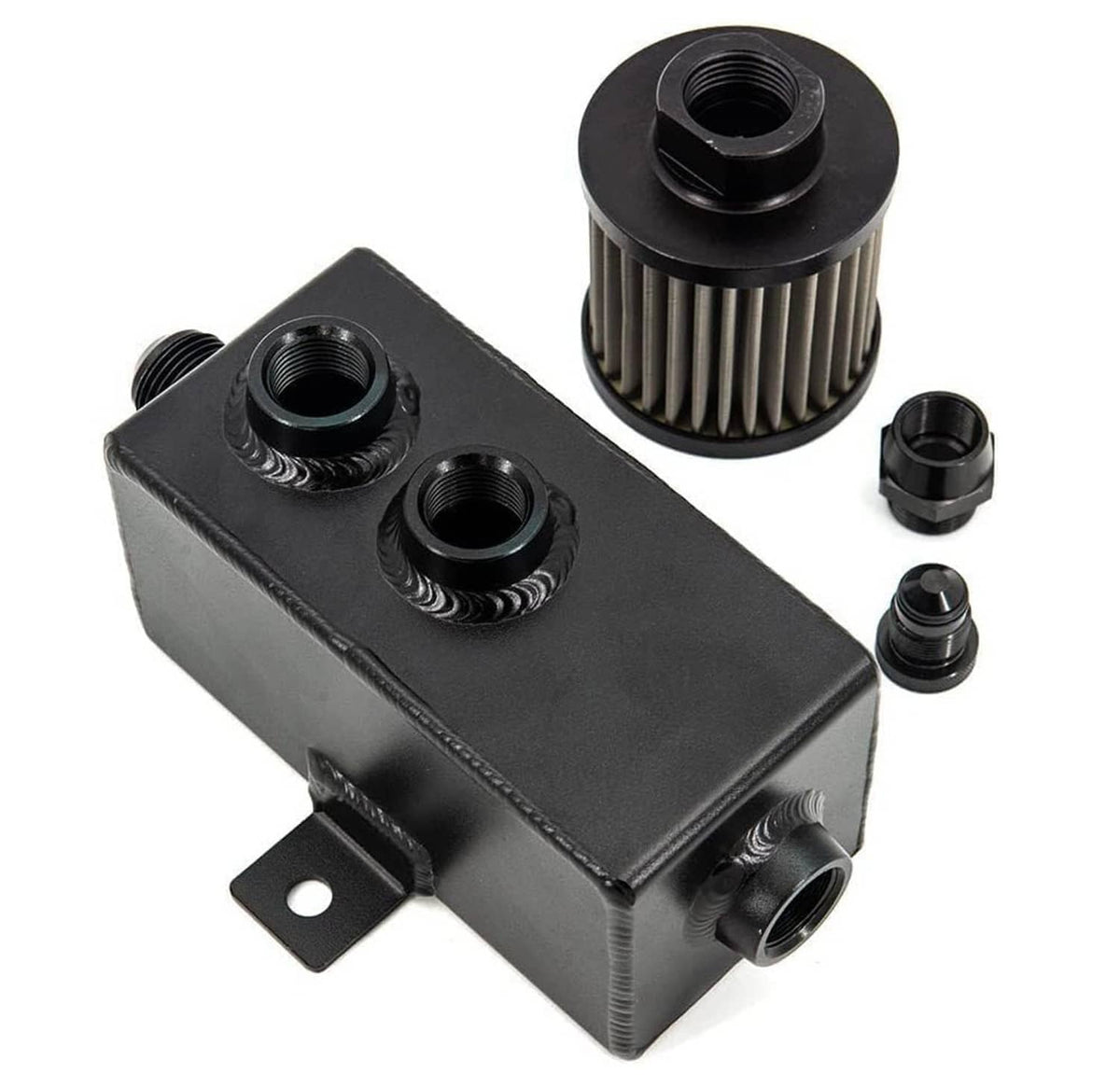 Solidspare Aluminum 1L Oil Catch Can Reservoir Tank & Breather Filter Baffled 10AN Fitting