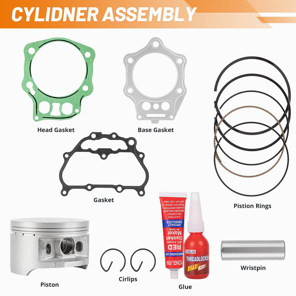 Solidspare Cylinder Piston Ring Gasket Kit For 07-11 Honda TRX500FPE/FPM Fourtrax Foreman