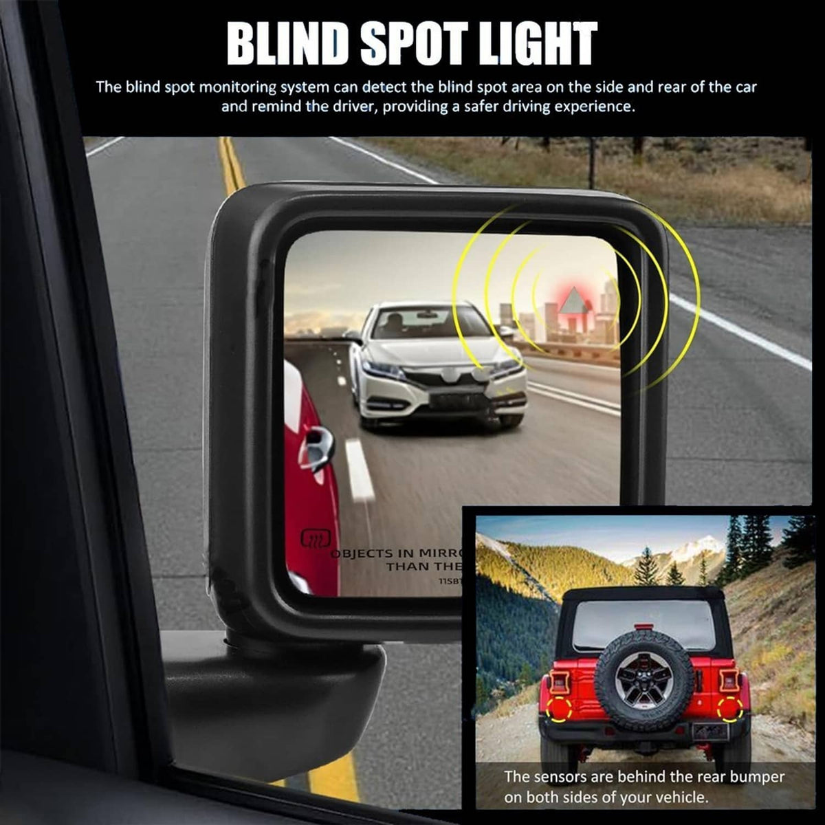 Solidspare New Rear Mirror w/Blind Spot Left+Right Side For 2018-25 Jeep Wrangler Gladiator