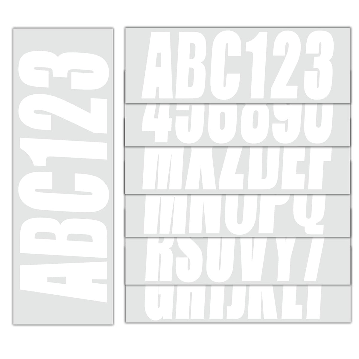 Solid Spare Boat Registration Identification Numbers Sticker Decals White 4Sets of A-Z & 0-9