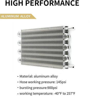 Solidspare 8 Rows Universal Aluminum Remote Transmission Oil Cooler Radiator Converter Kits