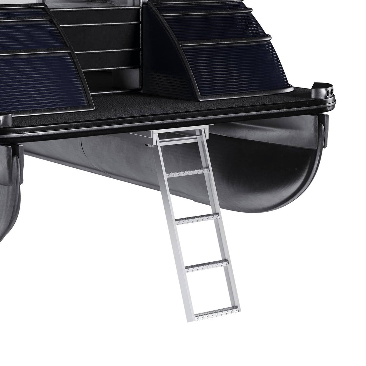 Solidspare 4 Step Pontoon Under Deck Boat Ladder Aluminum Under-Boat Mount , Silvery