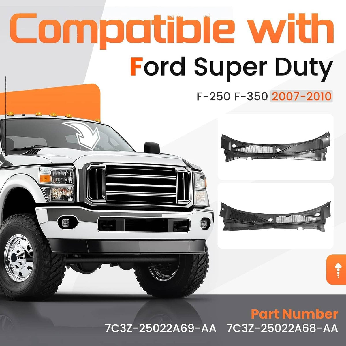 Solidspare Wiper Cowl Panel For Ford F250 F350 2008-2010 7C3Z-25022A69-AA 7C3Z-25022A68-AA