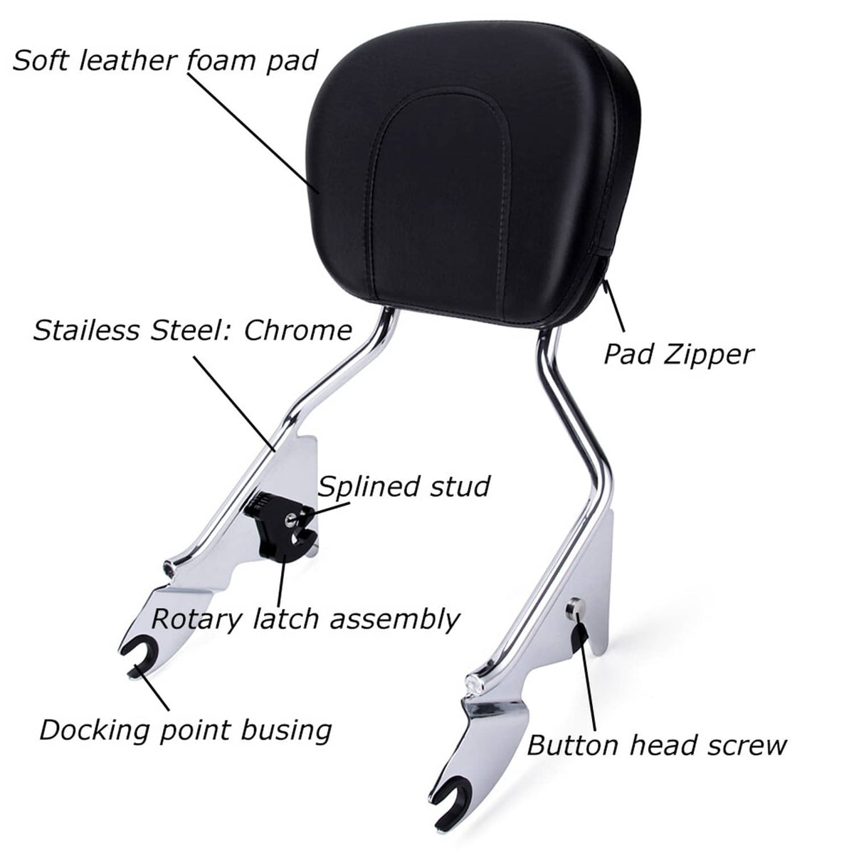 Solidspare Detachable Backrest Sissy Bar For Harley Touring Electra Glide Road King 09-25