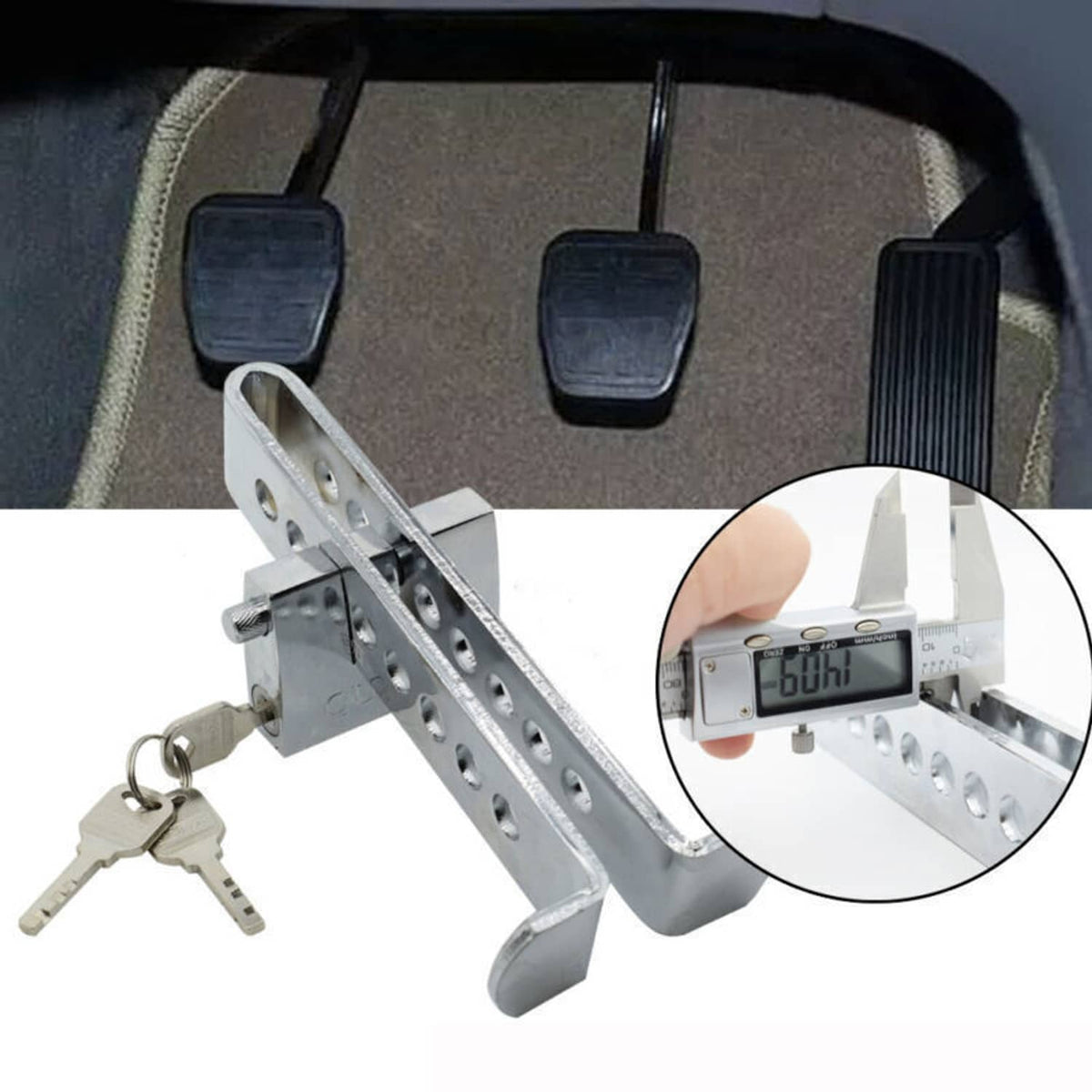 Solidspare Brake Clutch Lock Vehicle Anti-Theft Device Car Pedal Security Lock Tool & 3 Key