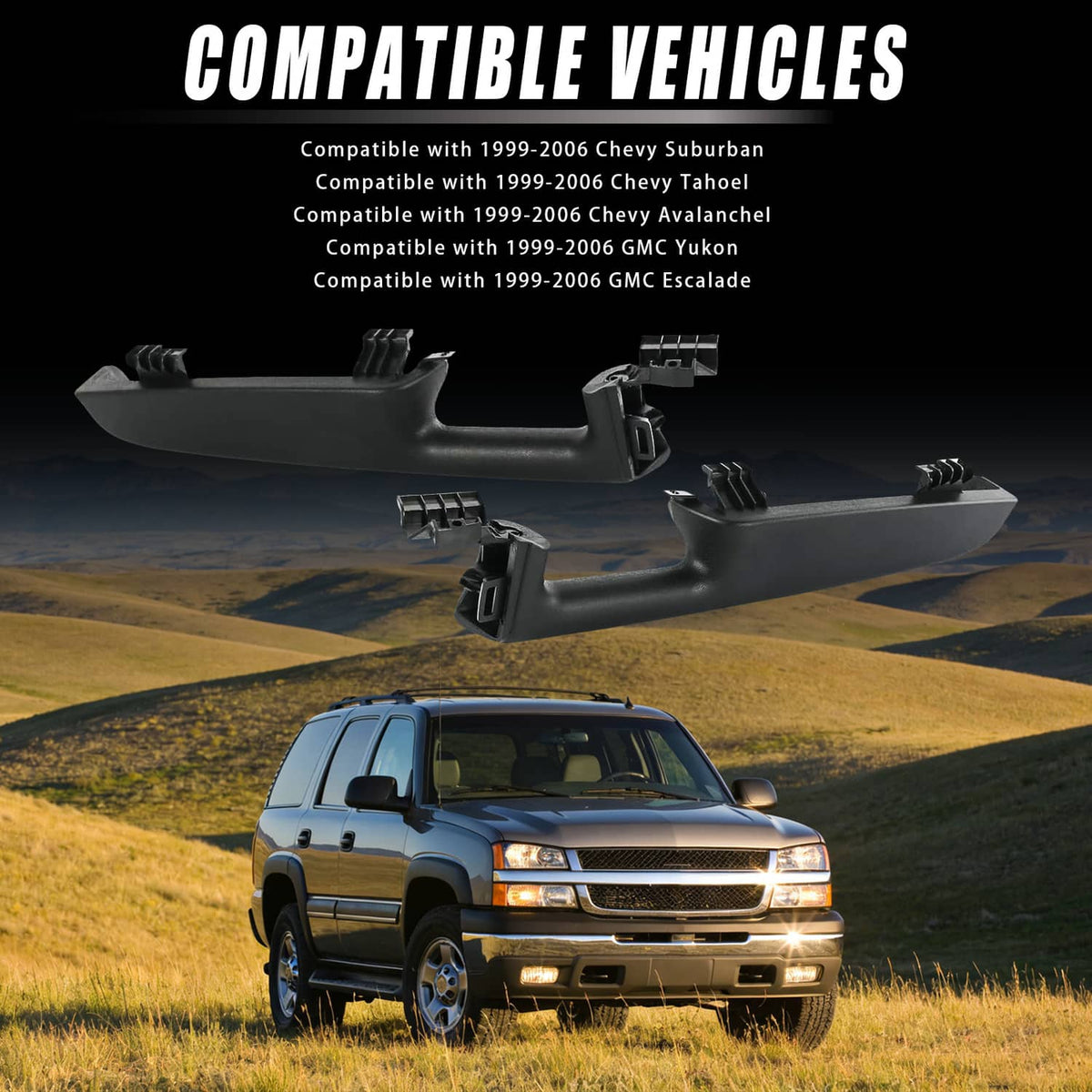 Solidspare Front Door Armrest Handle Left & Right For 99-06 GMC Yukon Chevy Suburban/Tahoe
