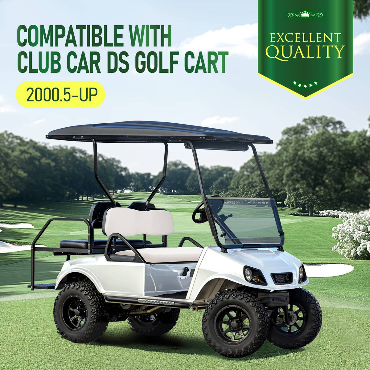 Solidspare Front Seat Bottom & Seat Backrest Golf Cart Back For Club Car DS 2000.5-up
