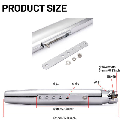Solidspare Pair Chrome Motorcycle Exhaust Pipe Muffler Slip-On Cafe Racer Bobber Chopper US
