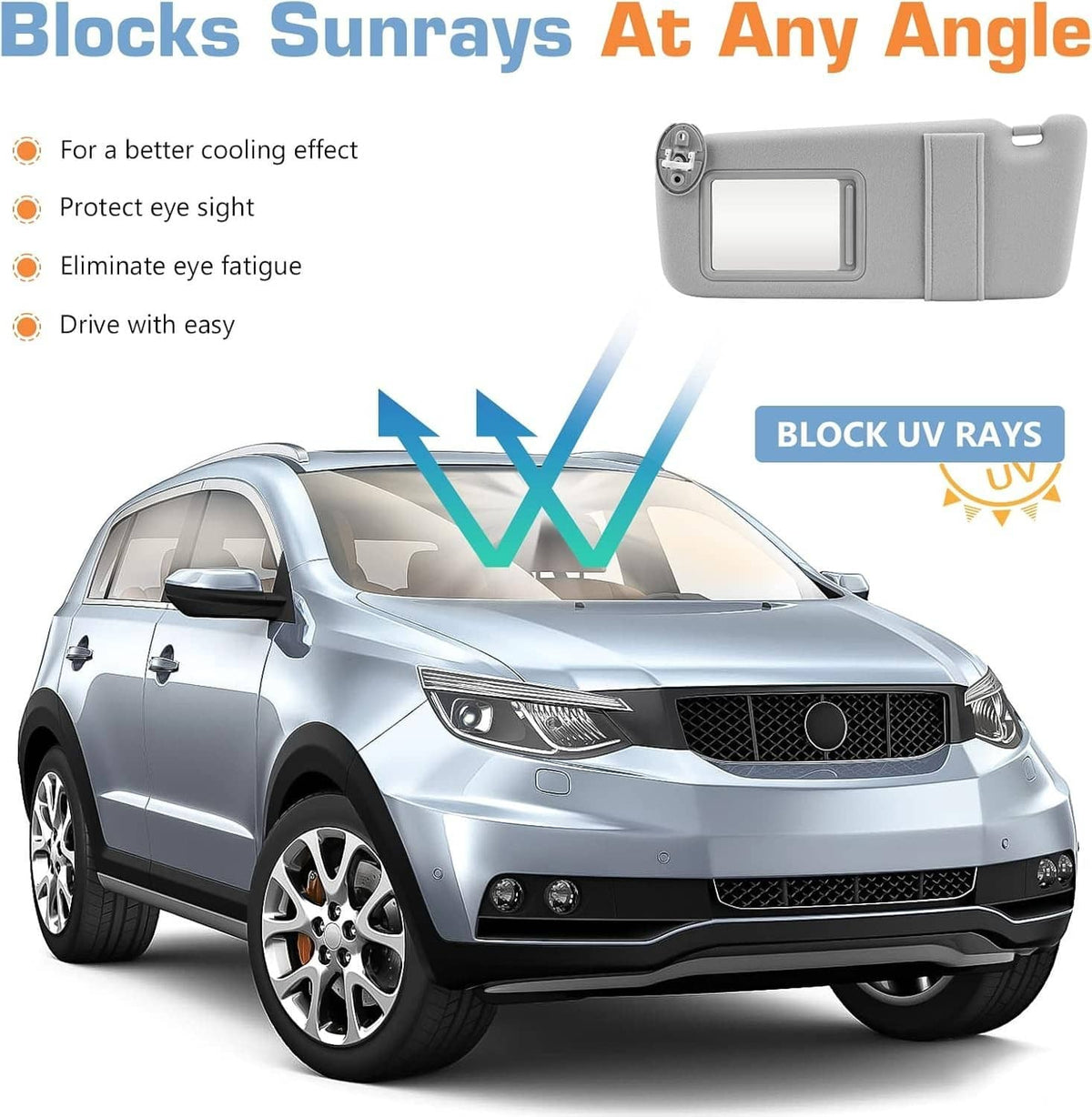 Solidspare Left and Right Gray Sun Visor Pair With Cover Trims for Toyota Venza 2009-2016