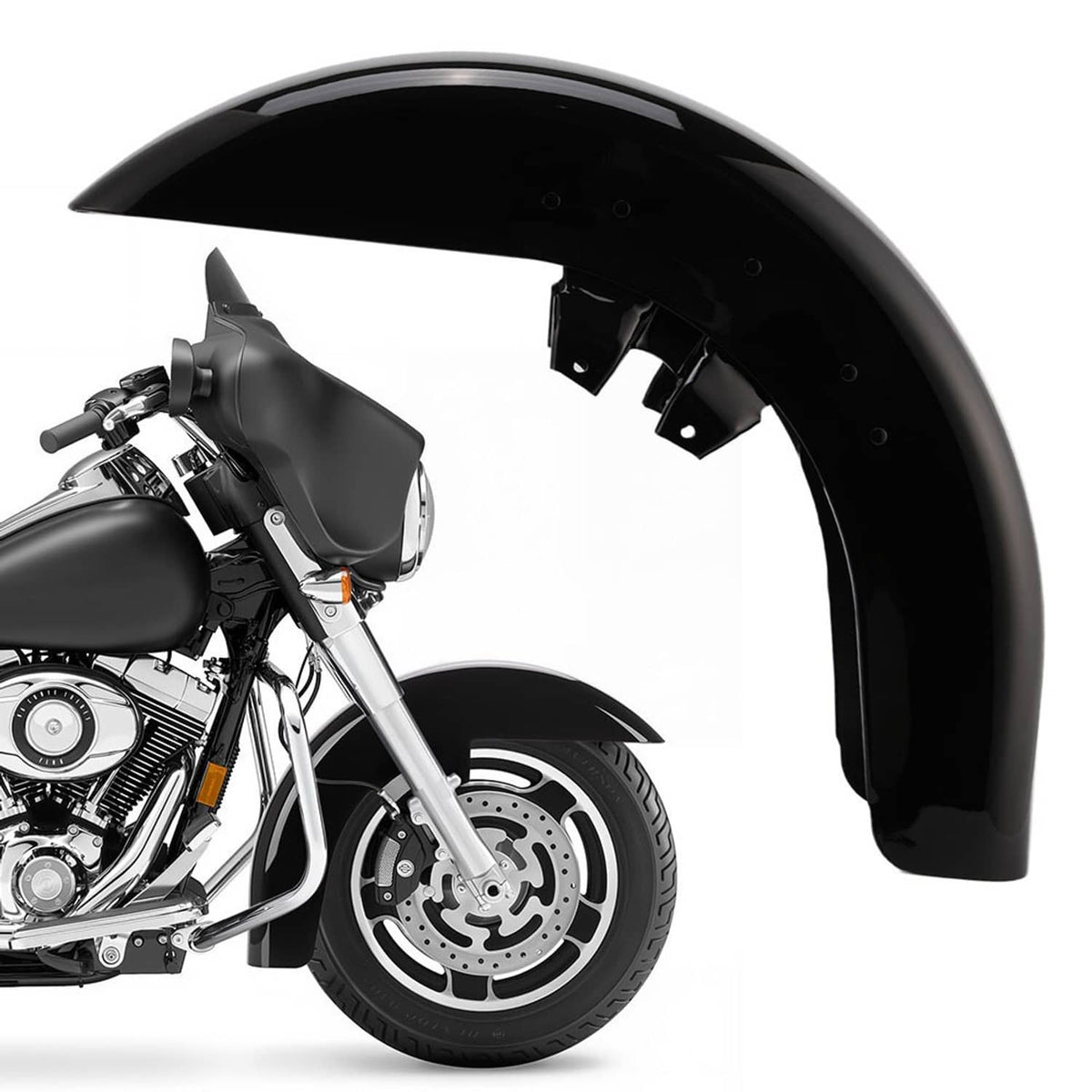 Solidspare Front Fender Fit For Harley Touring Street Glide Road Glide 89-2013 Vivid Black