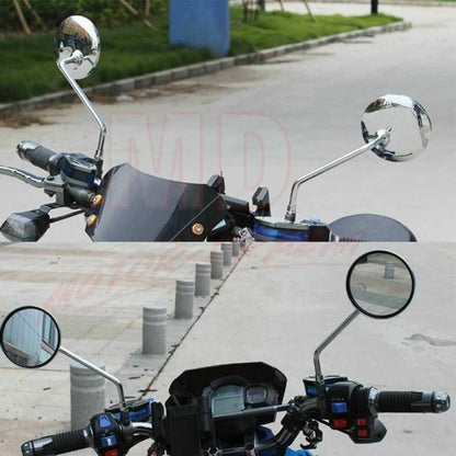 Solidspare 10mm Motorcycle Rearview Side Mirrors Round Long Stem For Honda Yamaha Kawasaki