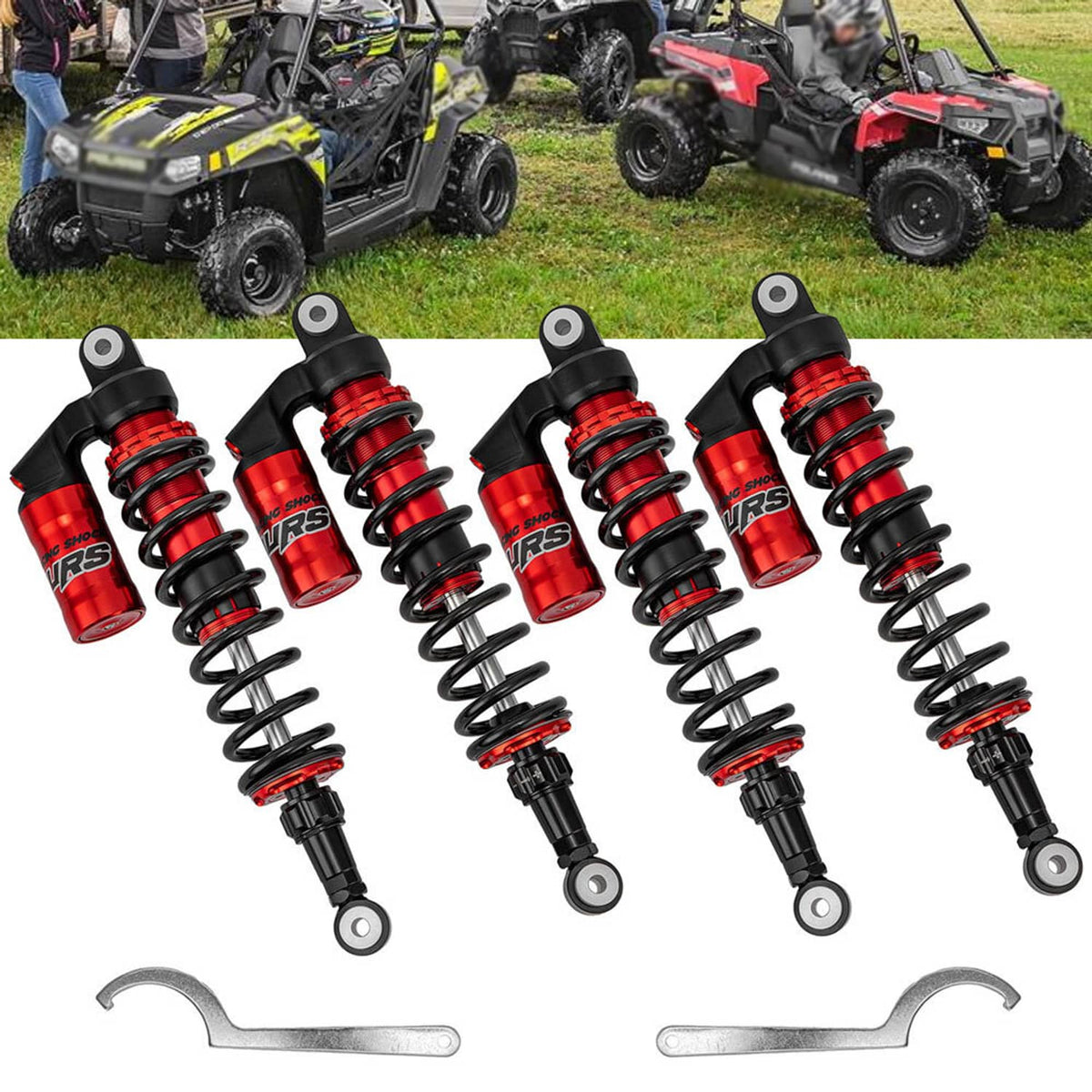 Solidspare 4X Adjustable Front and Rear Air Shocks Absorbers For Polaris RZR 170 2009-2021