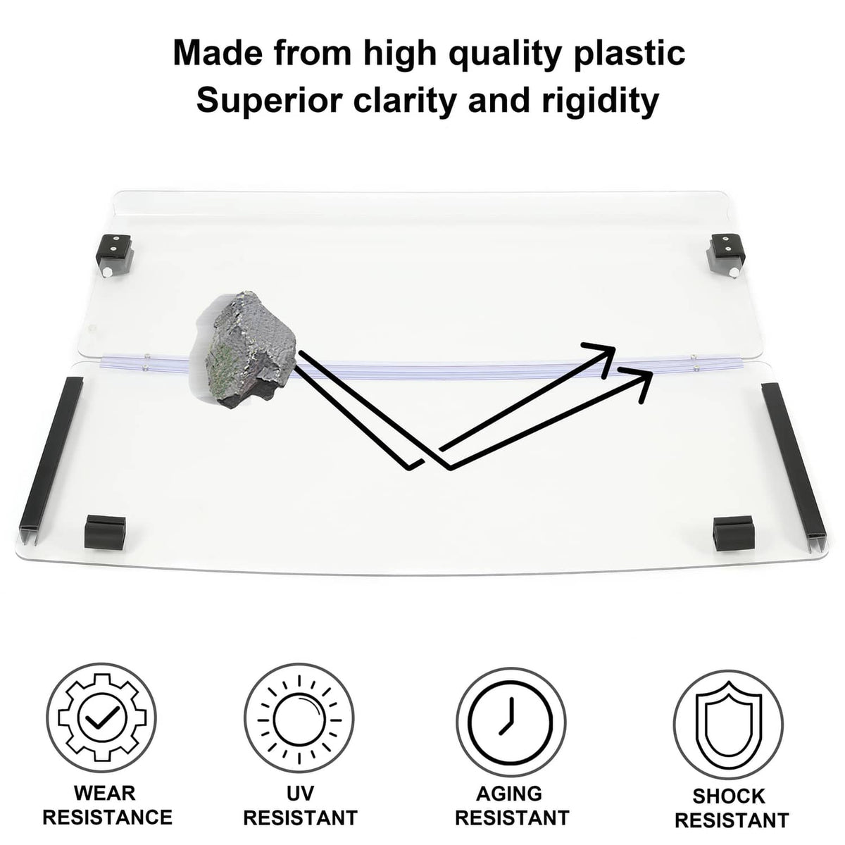 Solidspare Golf Cart Folding Clear Windshield For EZGO Marathon 1986-1994.5