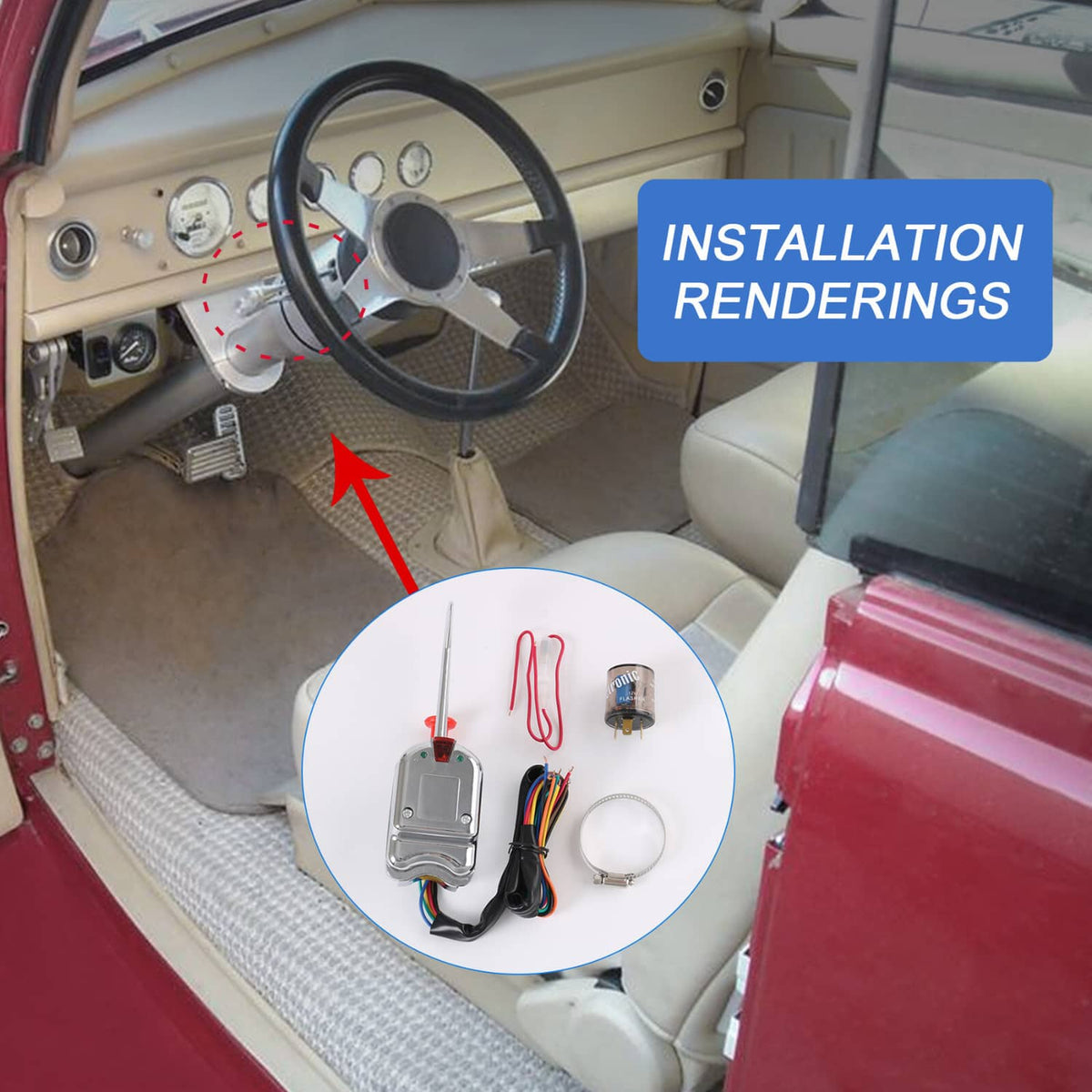 Solidspare Chrome 12V Universal Rat Hot Rod Turn Signal Switch For FORD GM With Flasher