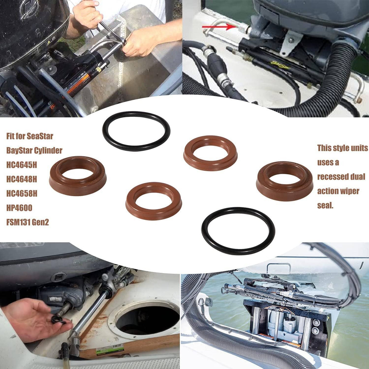 Solid Spare Cylinder Seal Kit for SeaStar BayStar HC4645H,HC4648H,HC4658H,HP4600,FSM131 Gen2