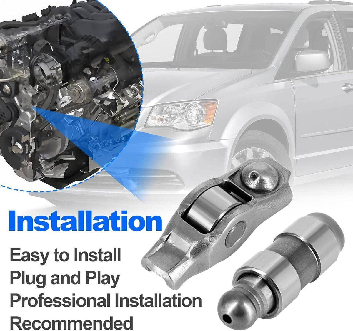 Solidspare 48Pcs Rocker Arms & Valve Lifters Kit For 2011-20 Jeep Dodge Chrysler 3.6L 3.2L