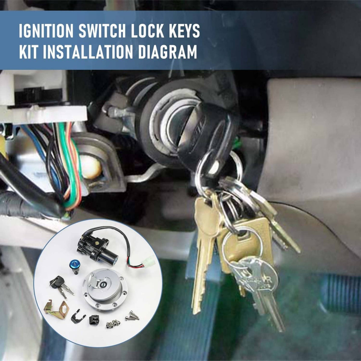 Solidspare Ignition Switch Lock Fuel Gas Cap Cover Set For Honda 2011-2013 CBR250R W/ Keys