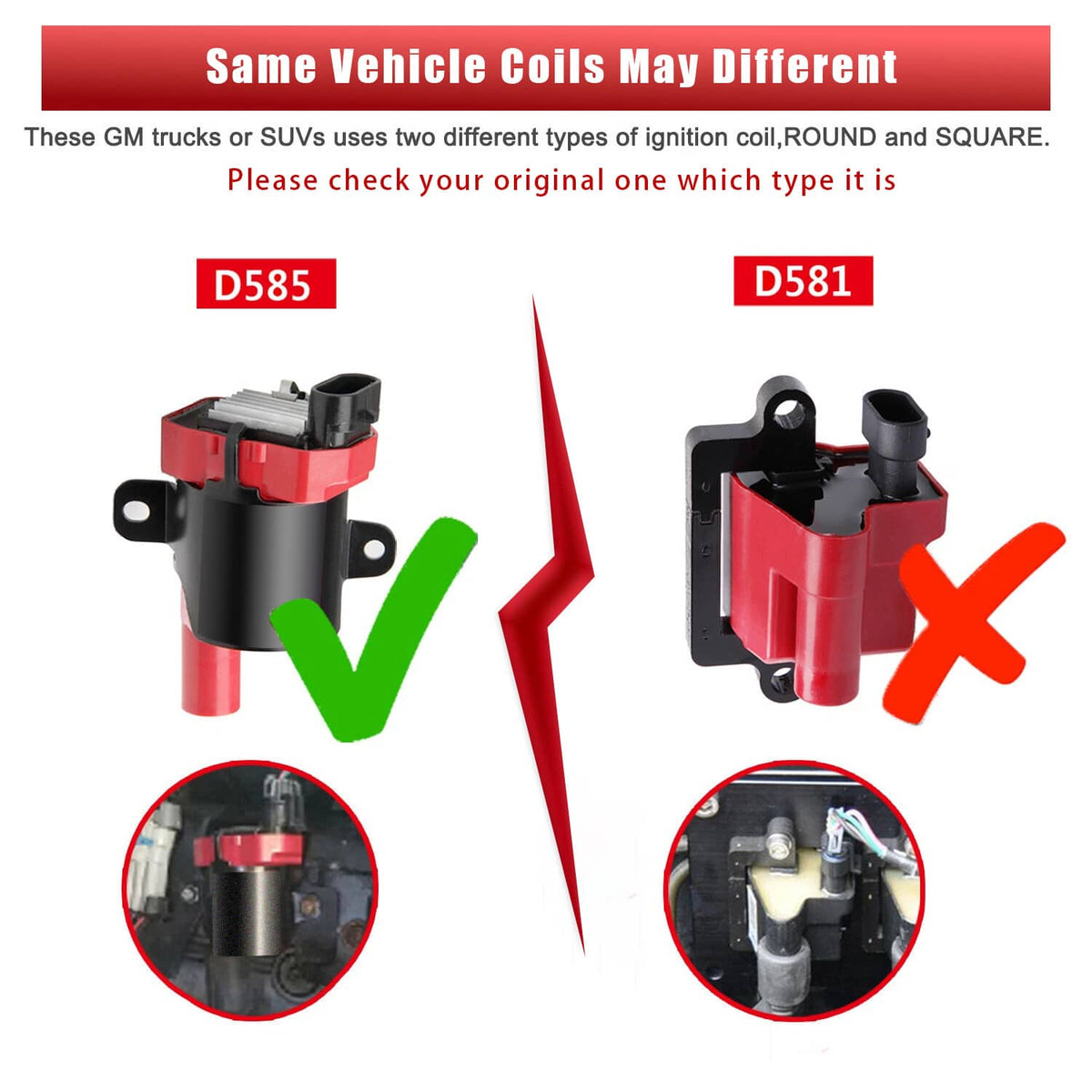 Solidspare 8 Set Round Ignition Coil and Spark Plug Wire For Chevy Silverado 1500 2500 GMC