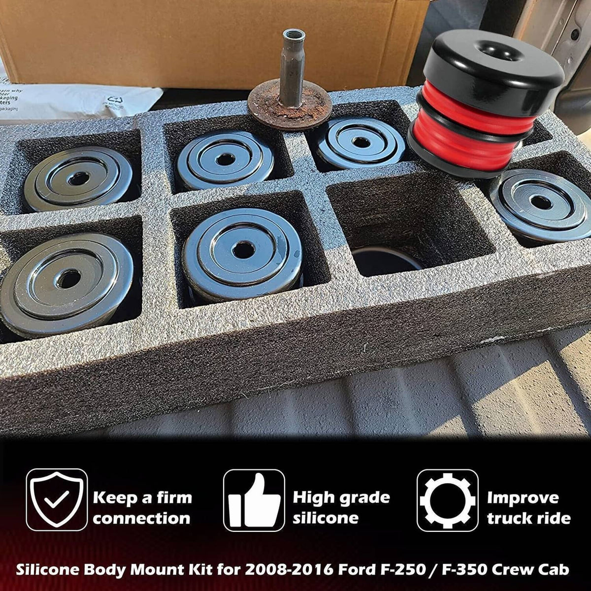 Solidspare New Silicone Body Mount Bushing Kit for Ford F250 F350 08-16 Super Duty Crew Cab