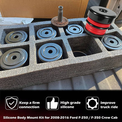 Solidspare New Silicone Body Mount Bushing Kit for Ford F250 F350 08-16 Super Duty Crew Cab