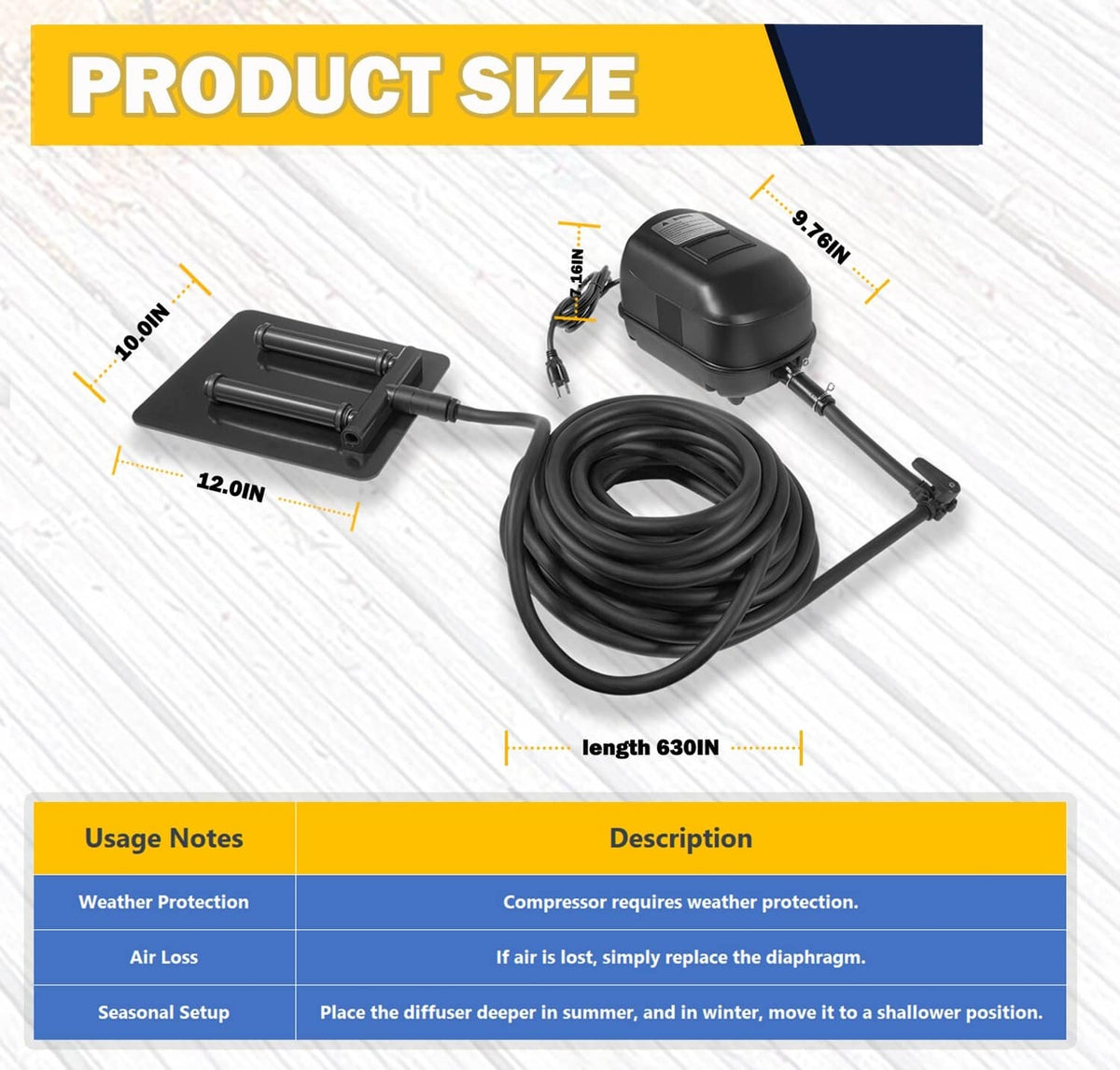 Solidspare Complete Pond Aeration Kit Fits Water Gardens & Koi Ponds 8,000-16,000 Gallons