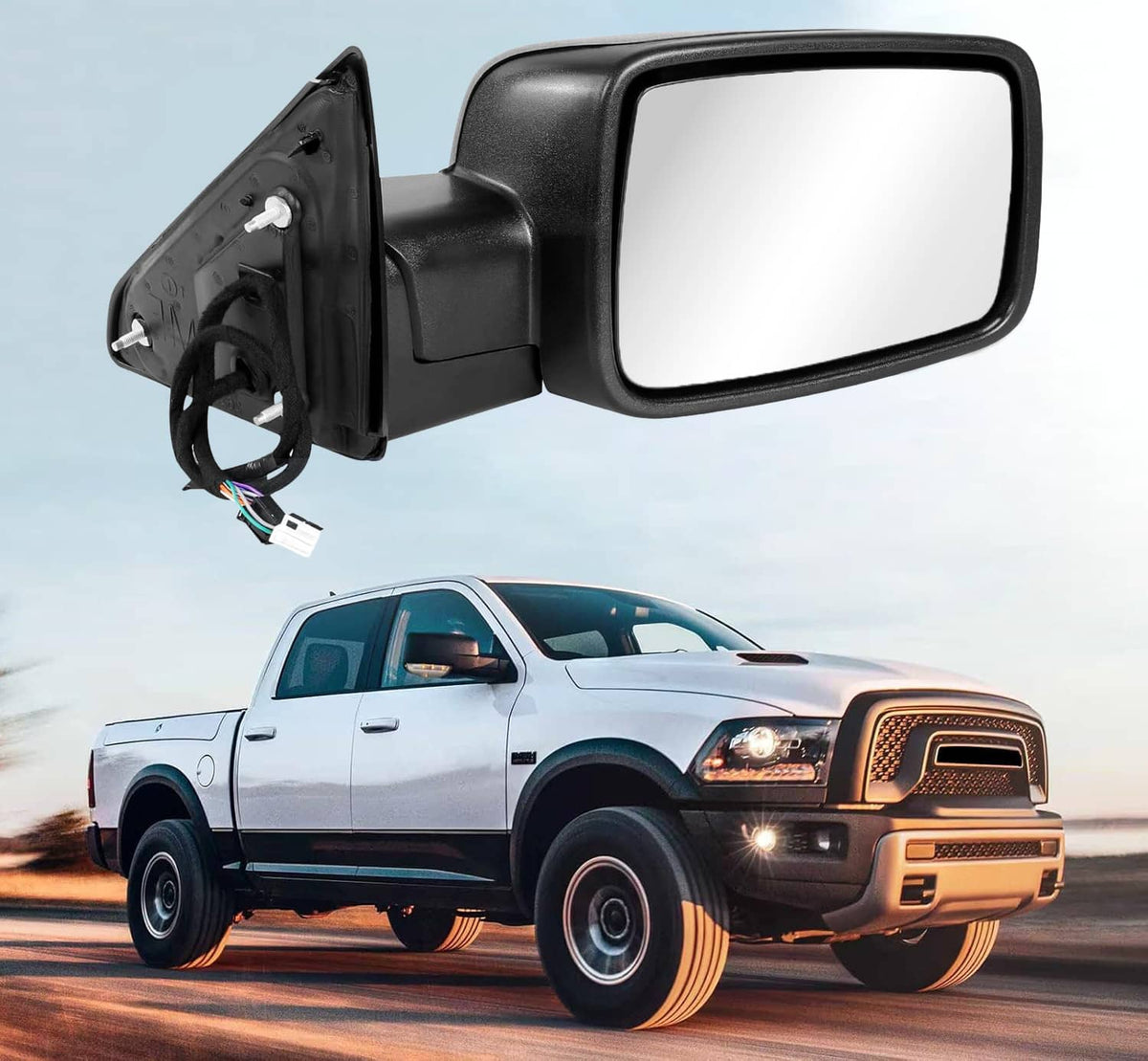 Solidspare Right/Passenger Side For 2013-2019 Ram 1500 Manual Fold+Heated+LED Signal Mirror