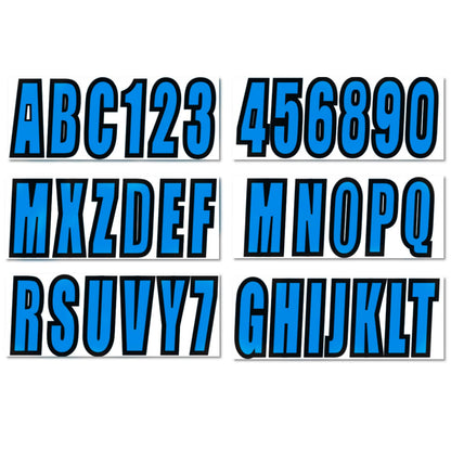 Solid Spare Custom boat registration numbers Decal Sticker 4 sets of A-Z 4 sets of 0-9 Blue