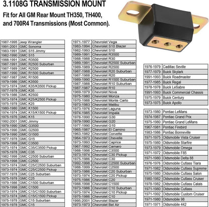 Solidspare Polyurethane For GM LS Swap Transmission Mount Kit Fit 4.8 5.3 6.0 4l60e 4l80e