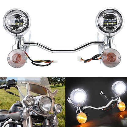 Solidspare 4.5" LED Passing Fog Spot Light Turn Signal Bar For Harley Electra Glide 94-13
