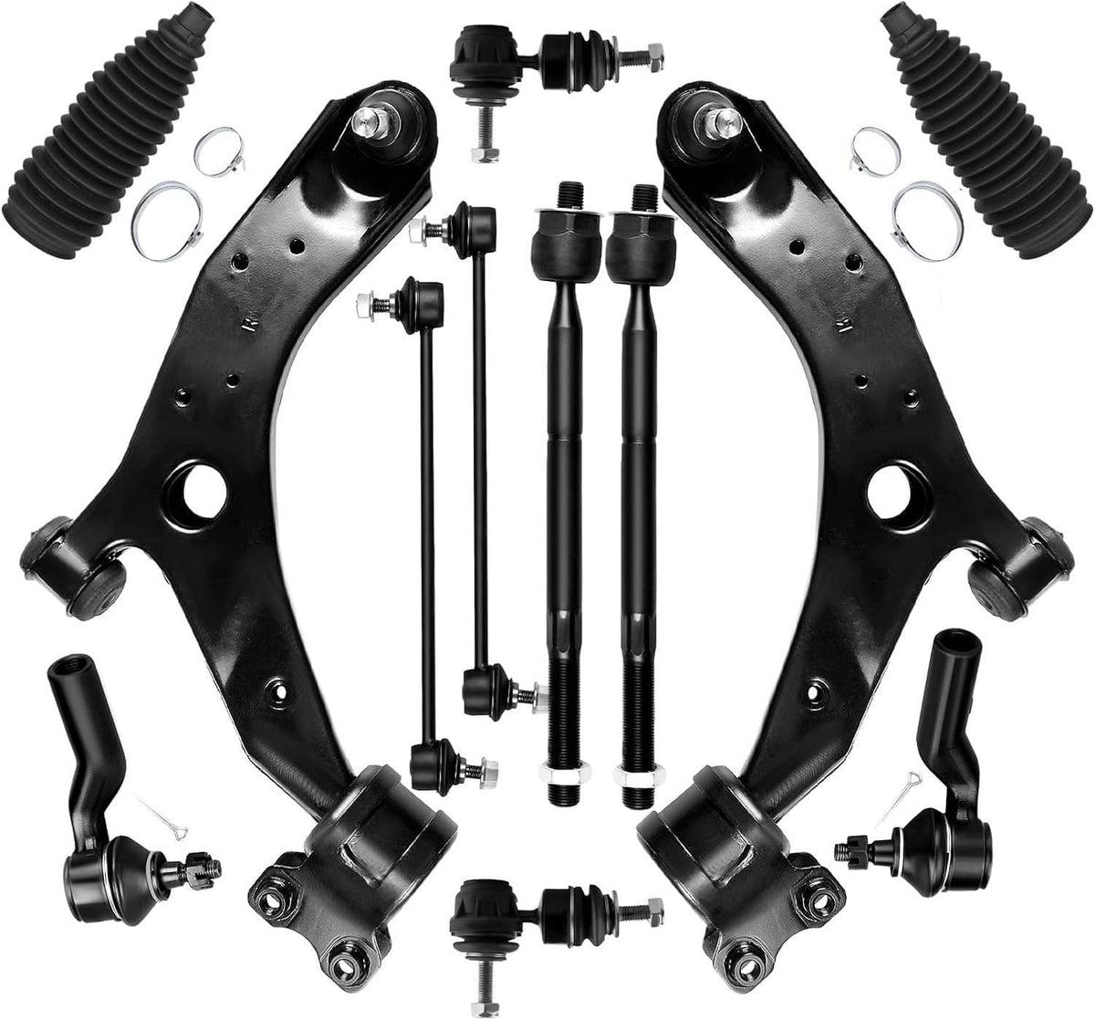 Solidspare 12Pcs Front Lower Control Arm Ball Joint Tie Rods Sway Bars for Mazda 3 Mazda 5