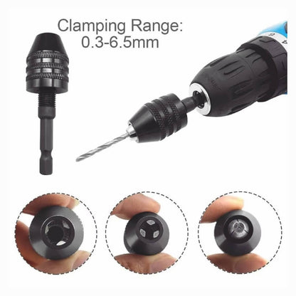 Solid Spare 4Pcs 1/4"Hex Shank Keyless Drill Chuck Adapter Bit Change Converter Driver Black