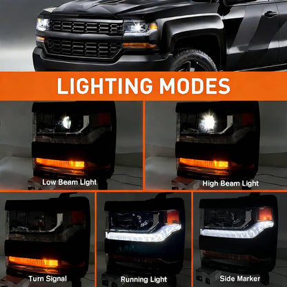 Solidspare HID/Xenon Headlights w/ DRL Right & Left For 2016-2018 Chevy Silverado 1500