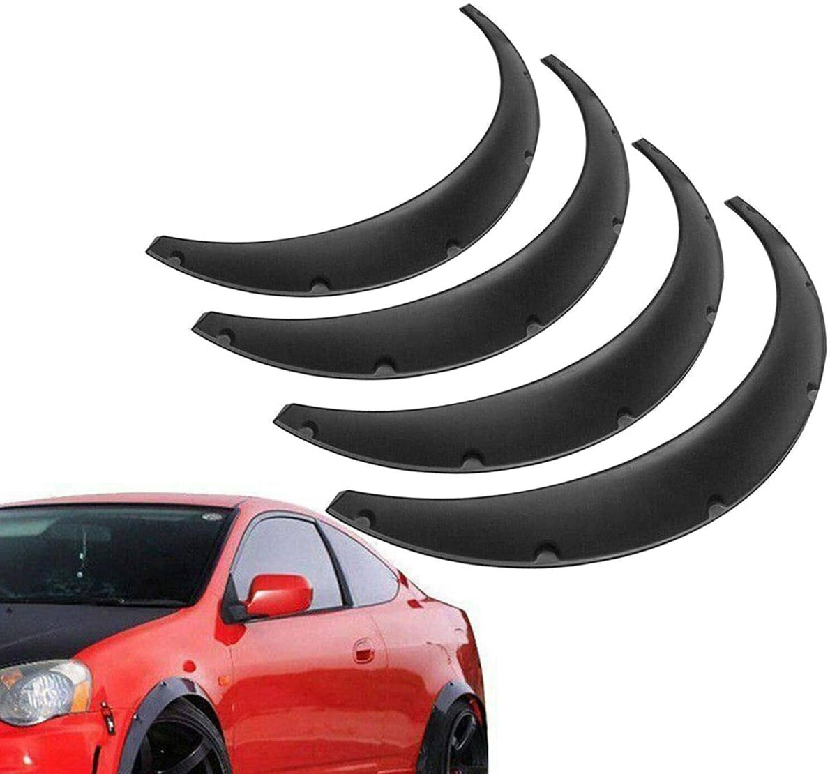 Solidspare 4x Fender Flares Polyurethane Wide Car Wheel Arches Body Kit Universal Balck