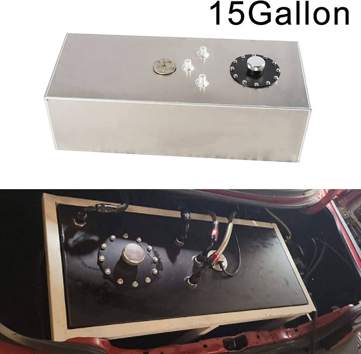 Solidspare 15 Gallon Aluminum Racing Drift Fuel Cell Gas Tank w/ Cap & Level Sender Sliver
