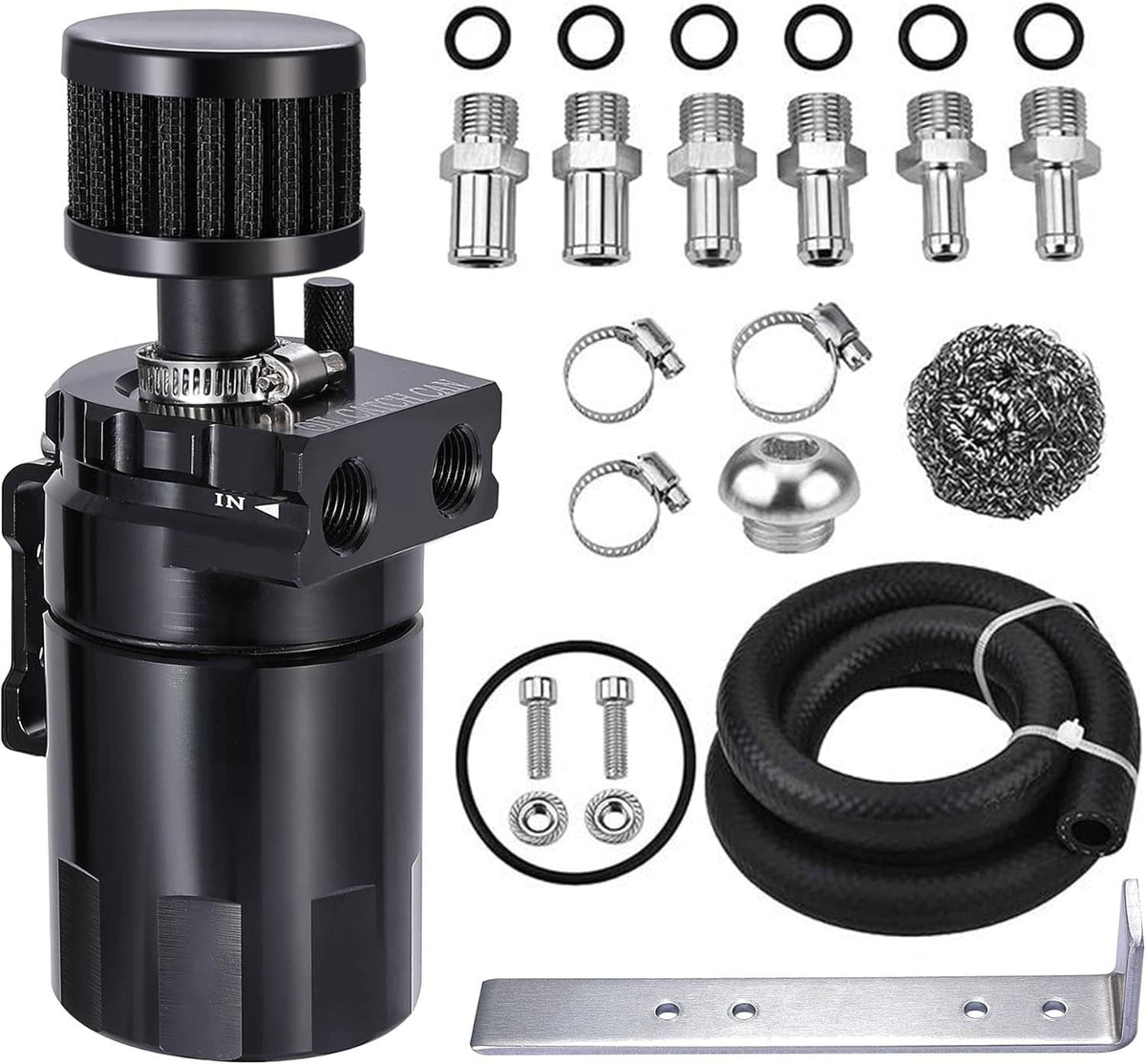 Solidspare Universal Oil Catch Can Reservoir Tank Kit With Breather Filter w/ NBR Fuel Hose